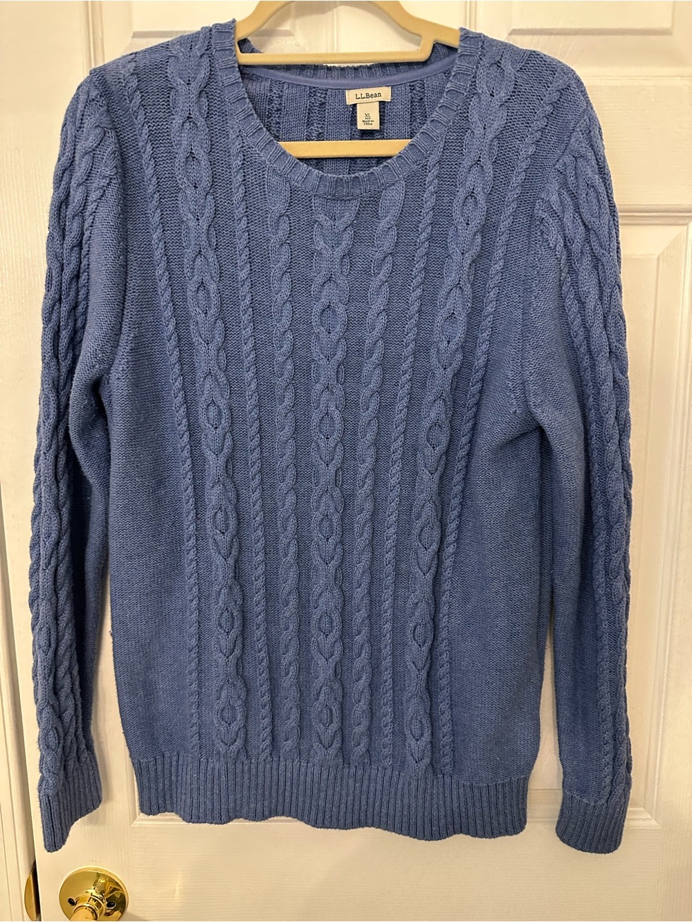 L.L. Bean Men's Cable Knit Crewneck Sweater - Periwinkle